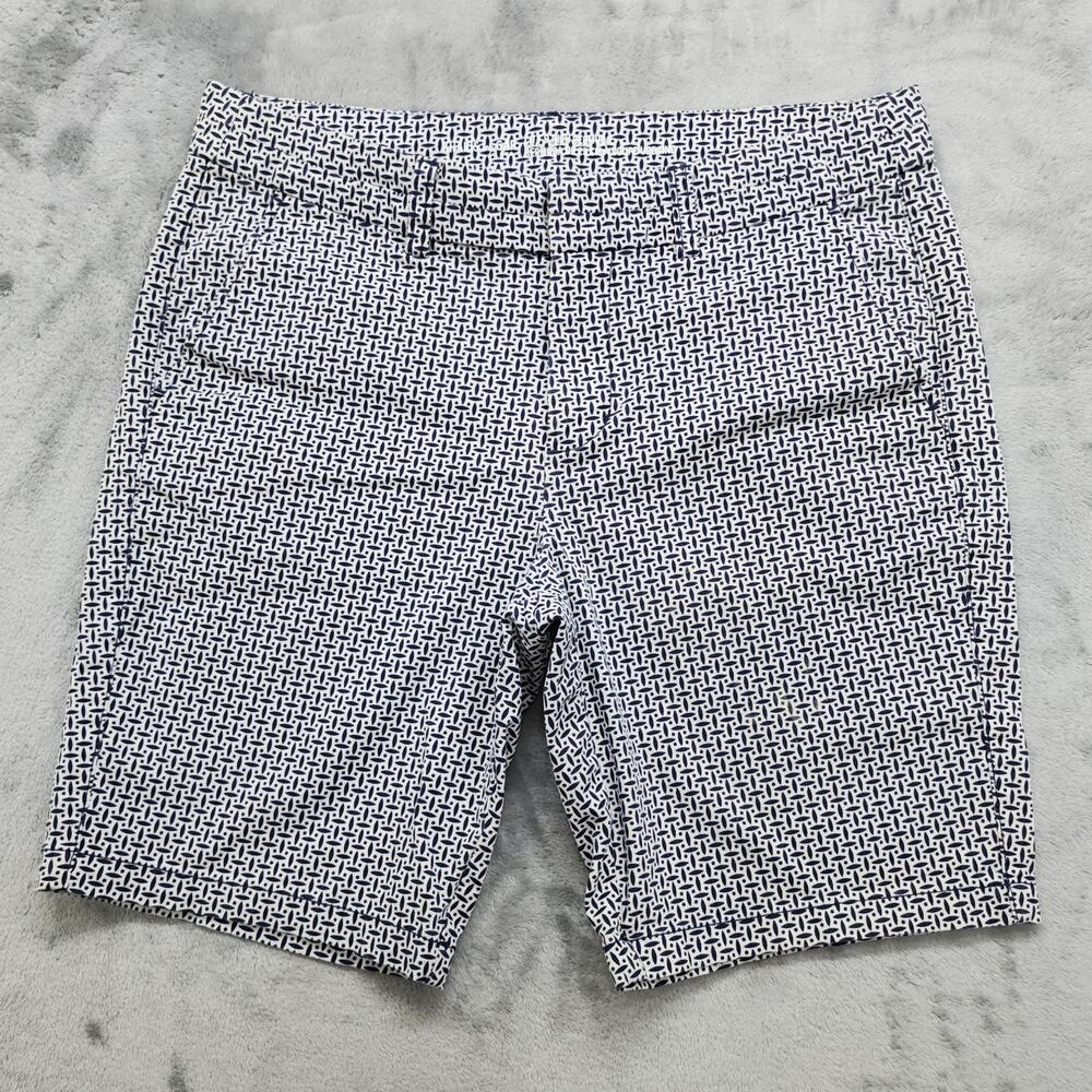 Khakis by GAP Shorts Womens 8 Blue White New City 9" Bermuda Mid Rise Nautical